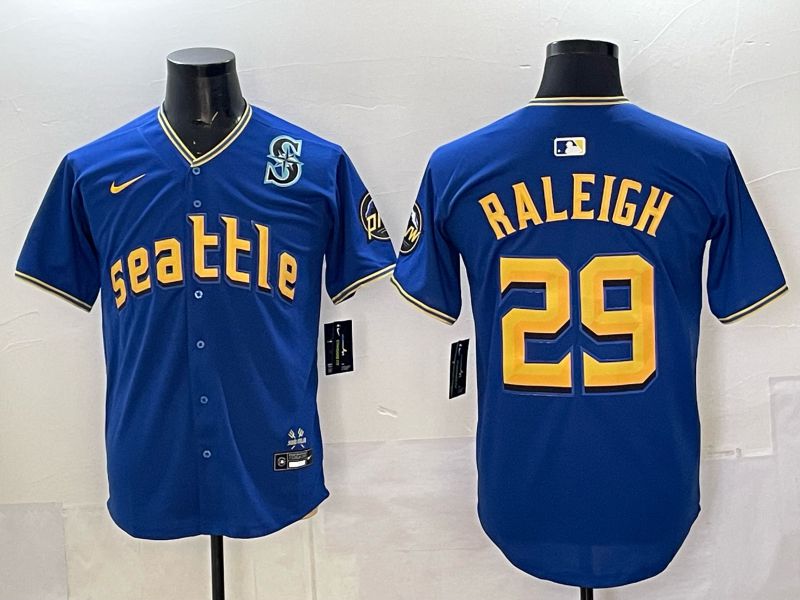 Men 2025 Seattle Mariners #29 Raleigh Blue City Edition Nike MLB Jersey style 83->green bay packers->NFL Jersey